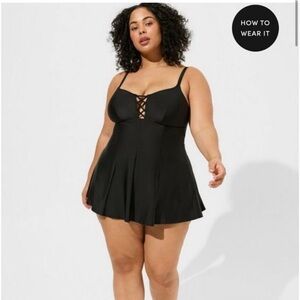 Torrid Elegant Black Swim Dress